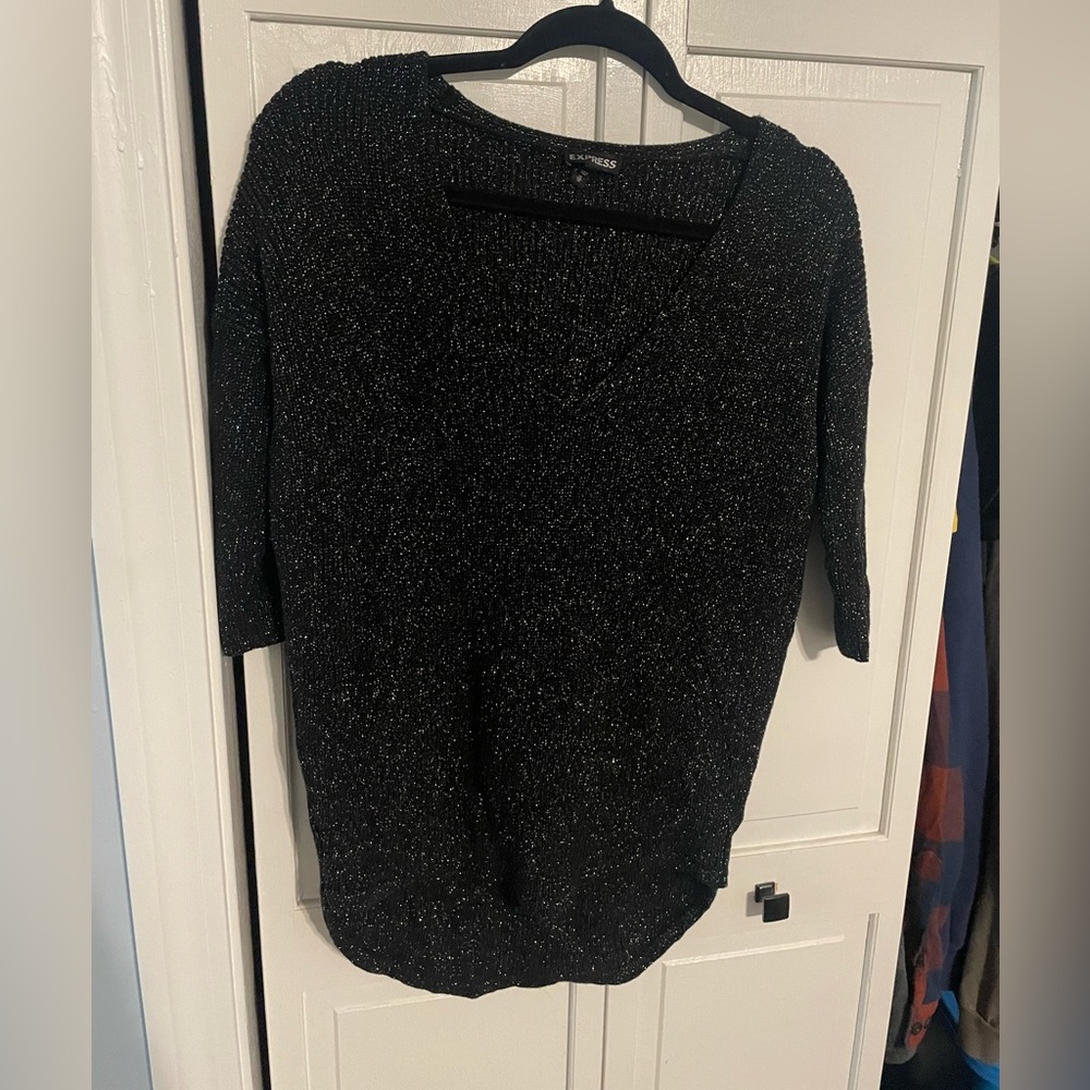 Express Sparkly Black Knit Sweater